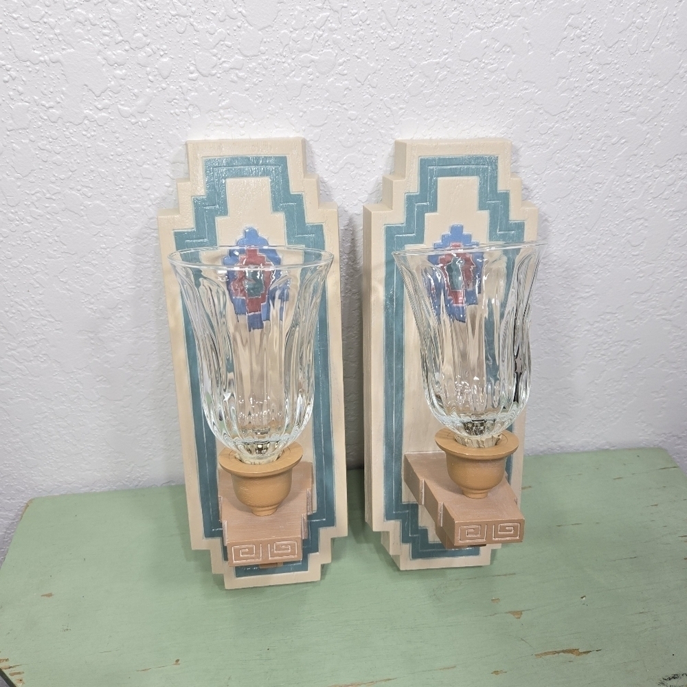 Southwestern Burwood 90s Plastic Decor Set - Wall Shelf, Sconces, Wall Pockets - Picture 7 of 9